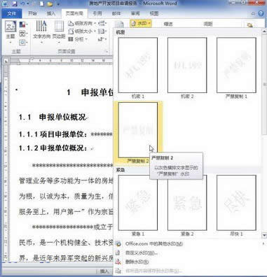 word2010添加和刪除水印