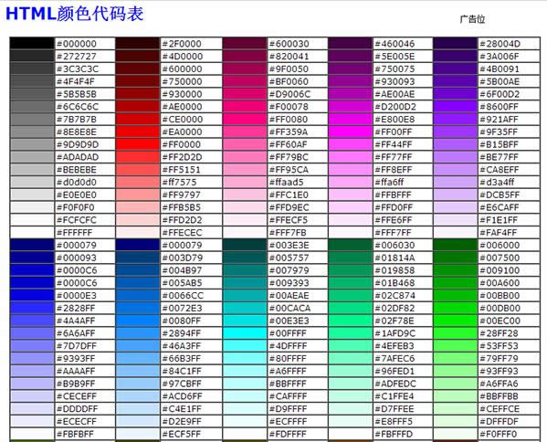 字體顏色代碼