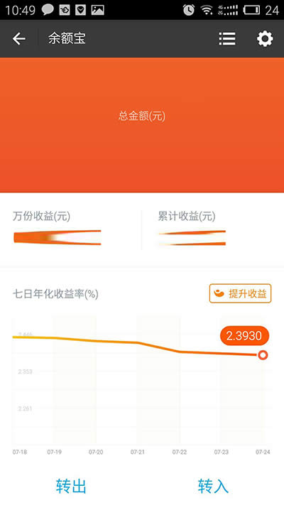 支付寶余額寶收益