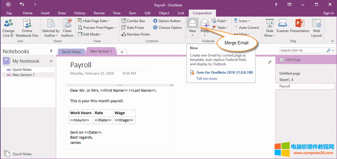һ OneNote ģϲ]o Outlook
