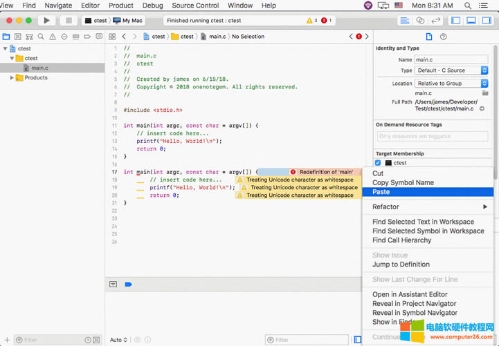 從 OneNote 粘貼代碼回 Xcode，發現代碼錯誤