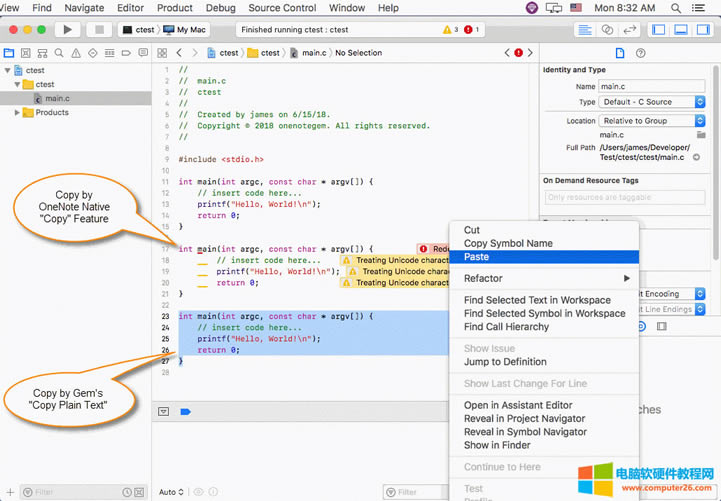 再次粘貼代碼回 Xcode，獲得正確的代碼