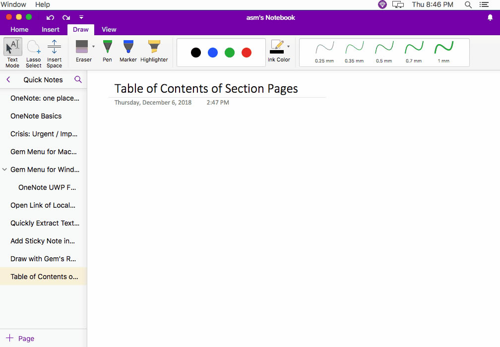 ʹ䌚ˆ΁o OneNote for Mac ǰօ^бĿ䛴V