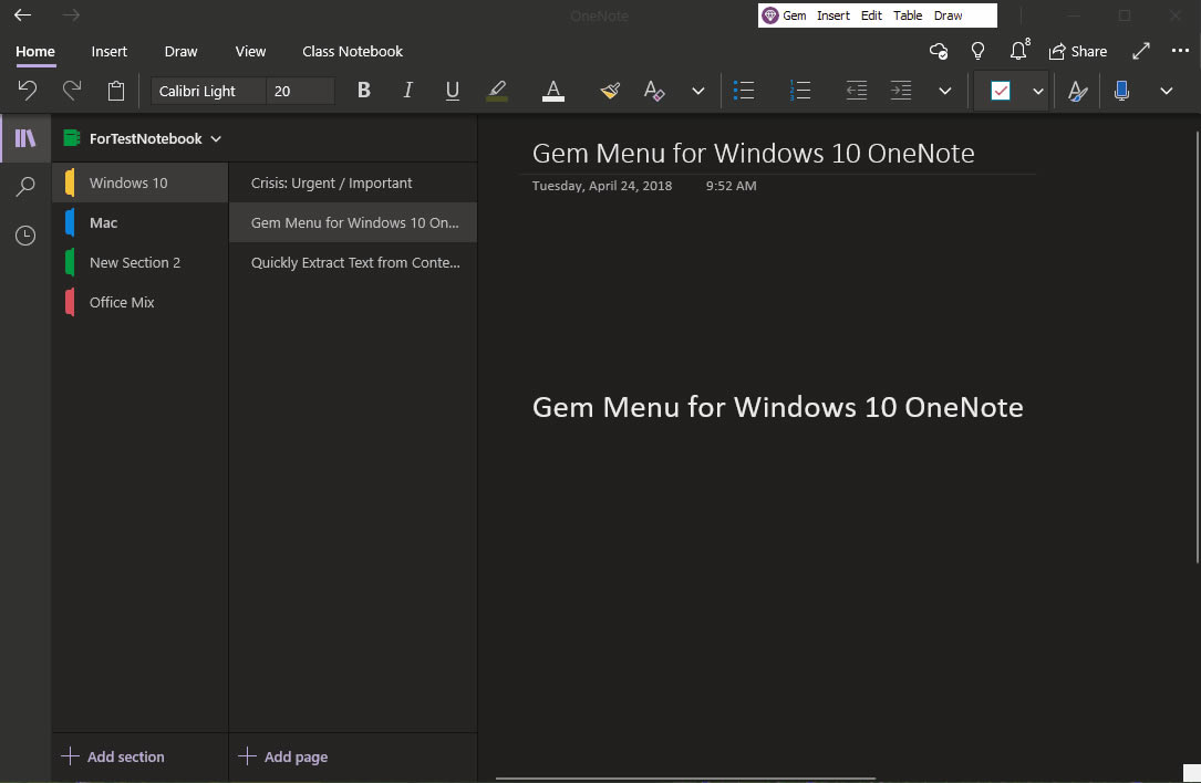 ʹ䌚ˆ Gem Menuṩ漉eĘӛ׌ OneNote бгFӛ