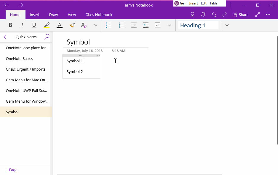 ʹ䌚ˆ Gem Menu for OneNote UWP IPϛ]еķ̖ OneNote for Windows 10 