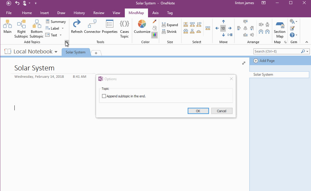 快速創建思維導圖相關的具有回鏈的 OneNote 子頁面