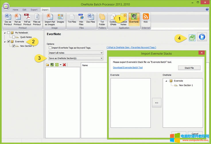 在 OneNote Batch 中打開重建樹狀結構窗口