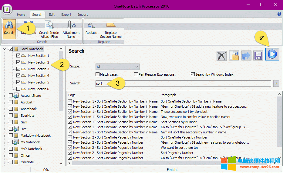 用關鍵字來搜索出 OneNote 頁面