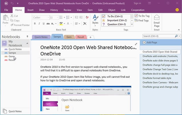 I OneNote Ƅ@Щ浽һօ^