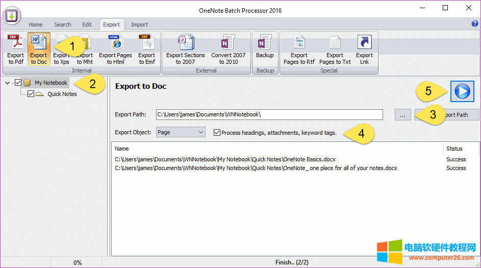 在 OneNote Batch 里導出所有筆記本的頁面為 DOCX 文件 