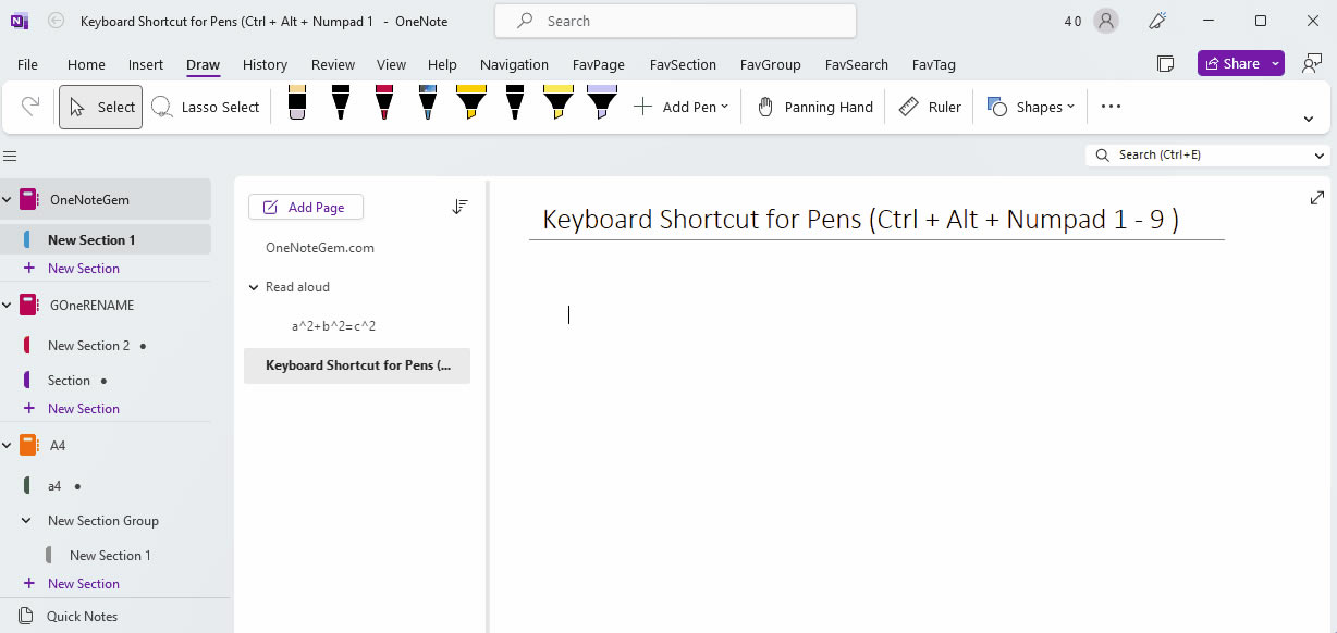 ʹ OneNote Gem – Favorites ṩĿIГQ OneNote 2021 еͮP