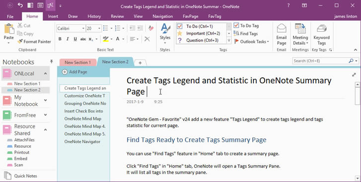 如何在 OneNote 里使用類似 Evernote 的標簽？