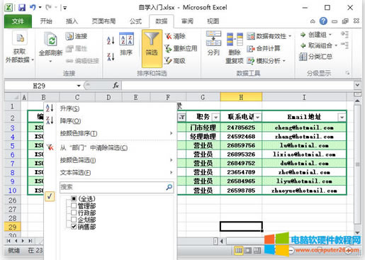 Excel篩選（Excel 2010中的篩選的使用方法）1