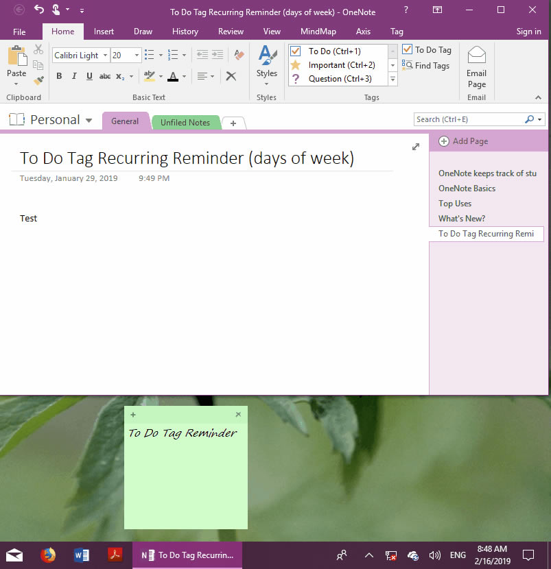 ʹ OneNote Reminder OôkֻڹM