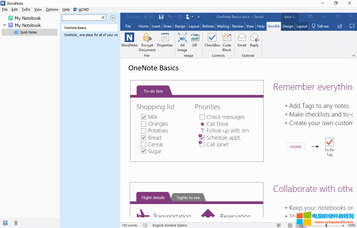 在 WordNote 里打開該 Windows 文件夾為筆記本 