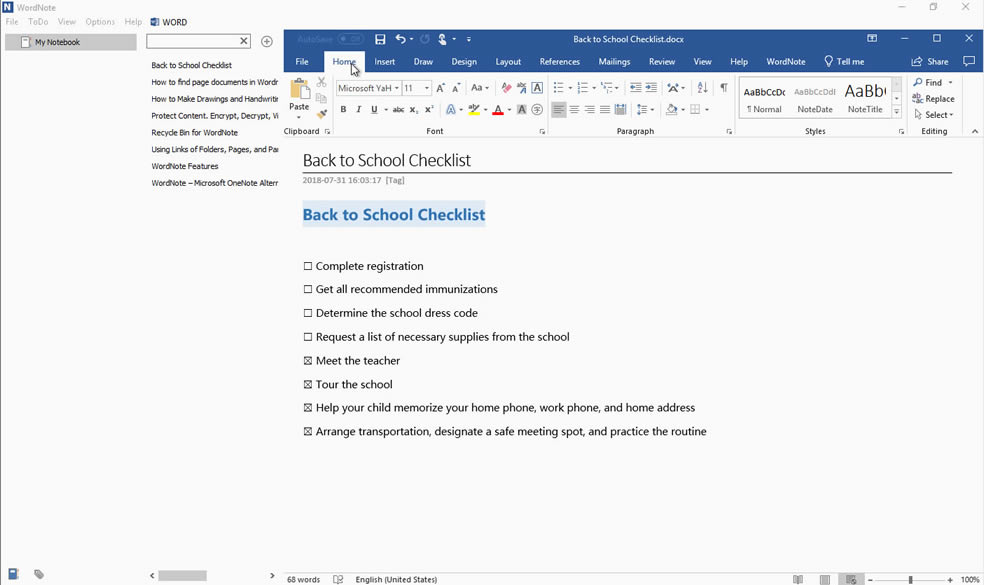 b Office 365t WordNote Խ Word 365 LDM֌