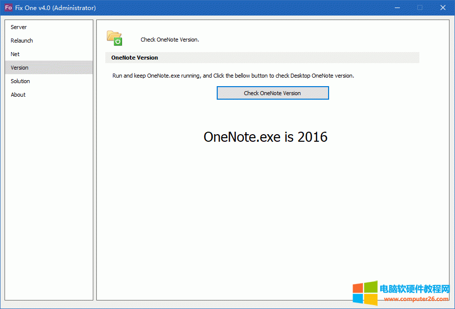 ͨ^ Fix One ṩĹܙz OneNote.exe İ汾