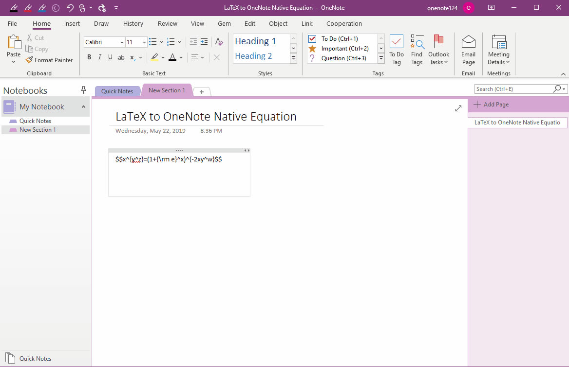 ľW퓏 LaTeX _ʽͨ^ Gem DQ OneNote ԭʽ