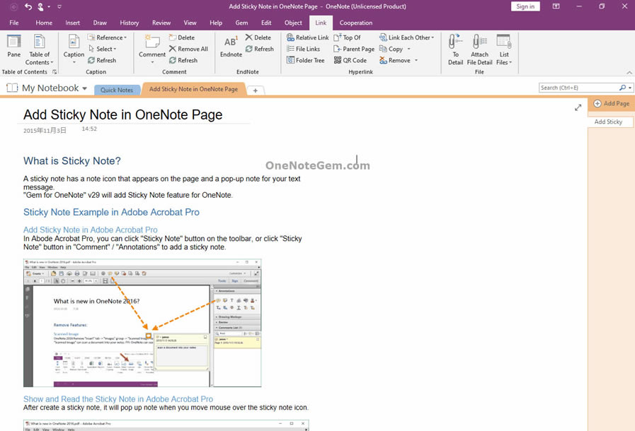 ͨ^ֹPӛ䌚 Gem for OneNote 턓ۯBĴVĿ䛡