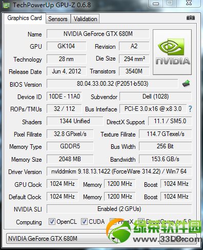 NVIDIA GeForce GTX 680M@lʹ÷3
