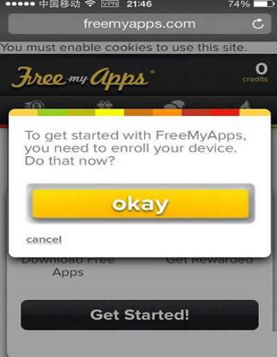 地址欄輸入網址m.freemyapps.com