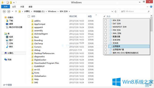 Win8系統怎么讓文件按類型分組？