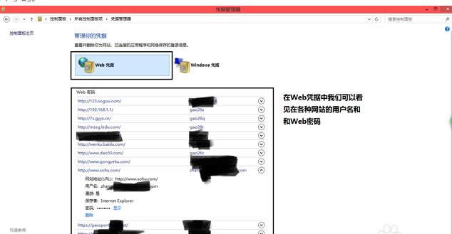 win8中通過web憑據管理器找回網頁密碼的詳細步驟-03