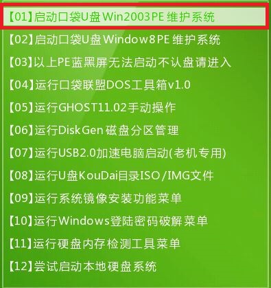 U盤引導界面圖1